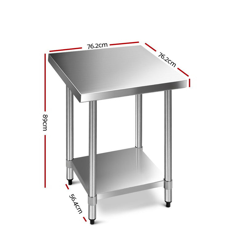 762 x 762mm Commercial Stainless Steel Kitchen Bench