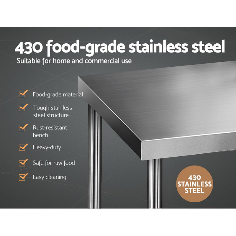 762 x 762mm Commercial Stainless Steel Kitchen Bench