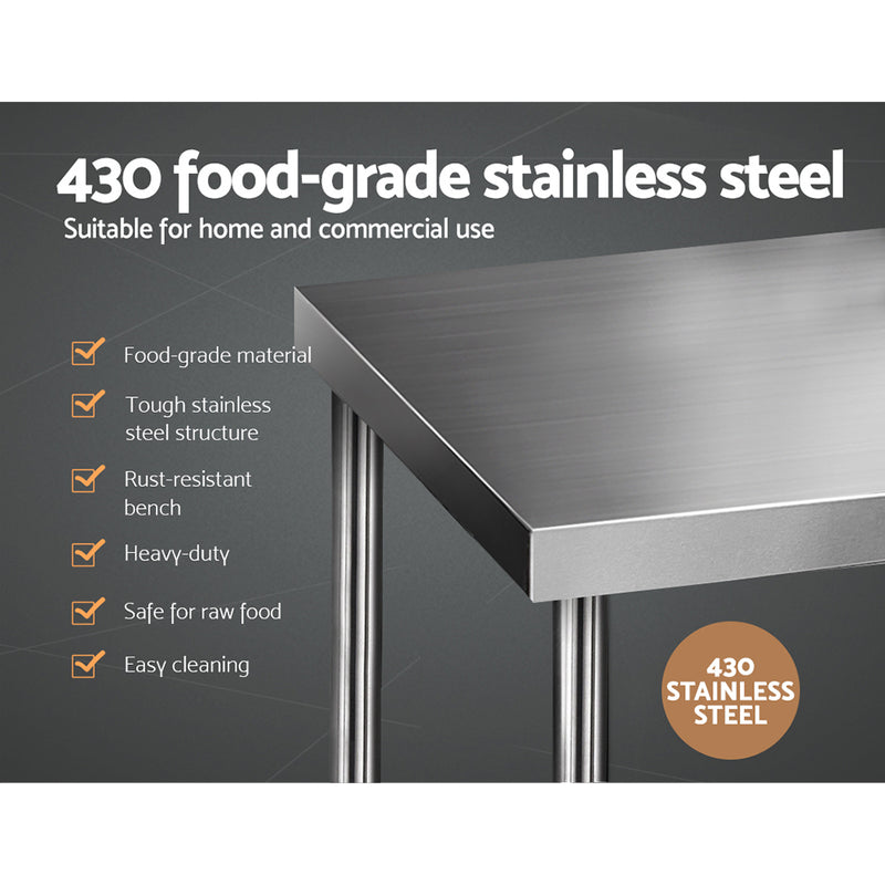 1219 x 762mm Commercial Stainless Steel Kitchen Bench