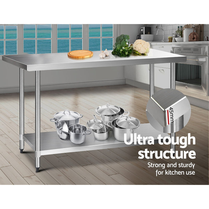 1524 x 762mm Commercial Stainless Steel Kitchen Bench