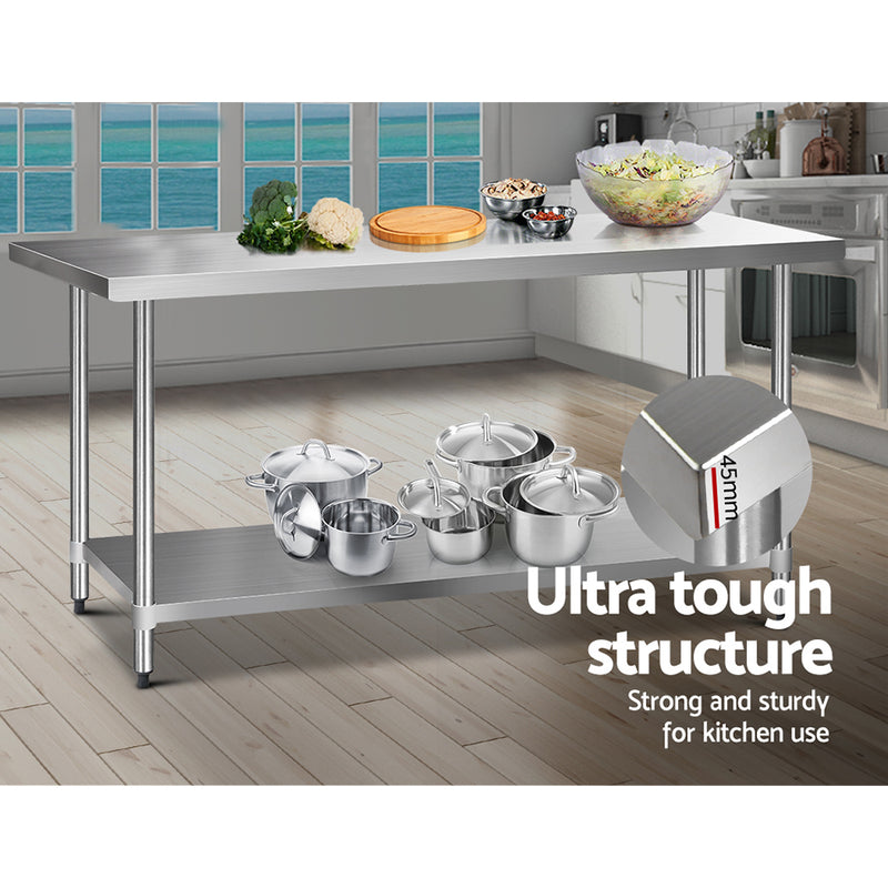 1829 x 762mm Commercial Stainless Steel Kitchen Bench