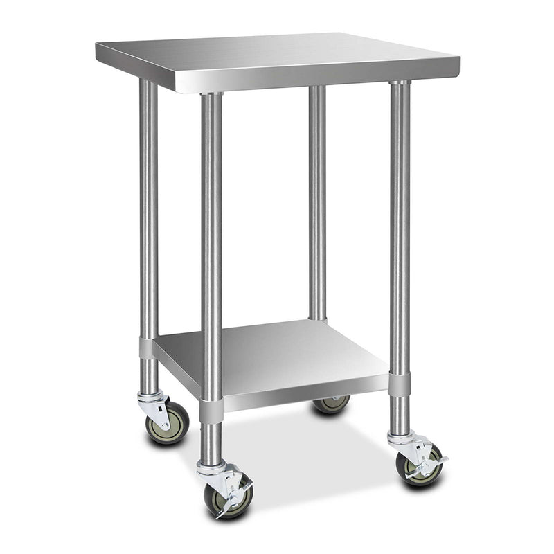 430 Stainless Steel Kitchen Benches Work Bench Food Prep Table with Wheels 610MM x 610MM