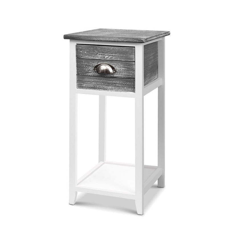 Bedside Table Nightstand Drawer Storage Cabinet Lamp Side Shelf Unit Grey