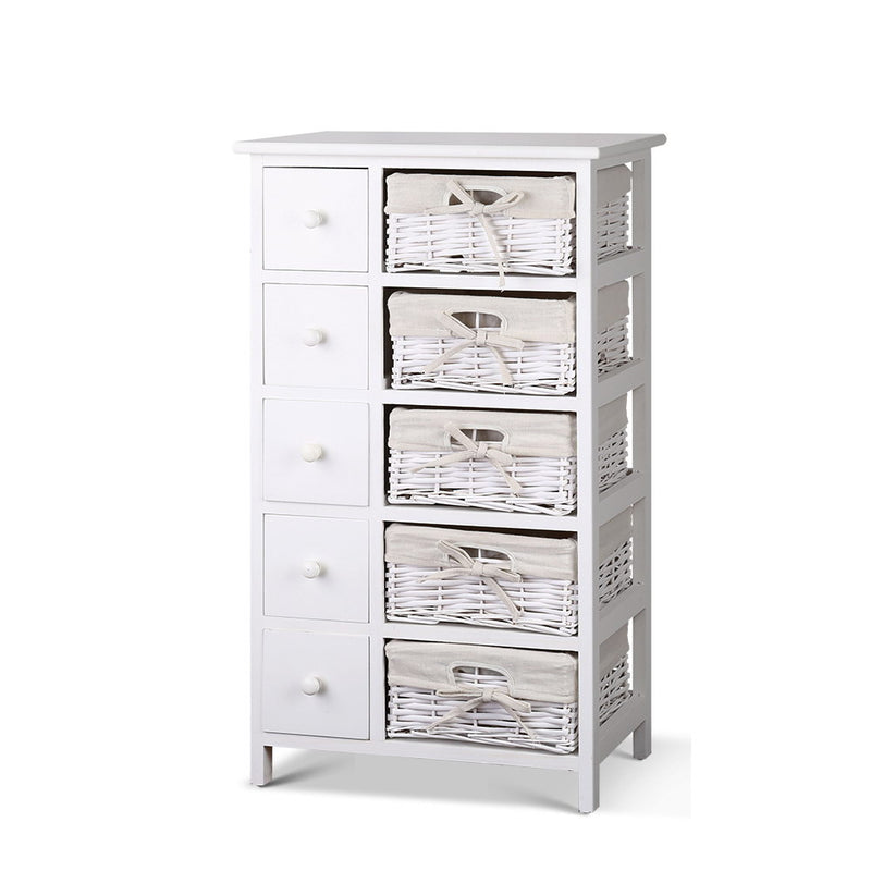 5 Basket Storage Drawers - White