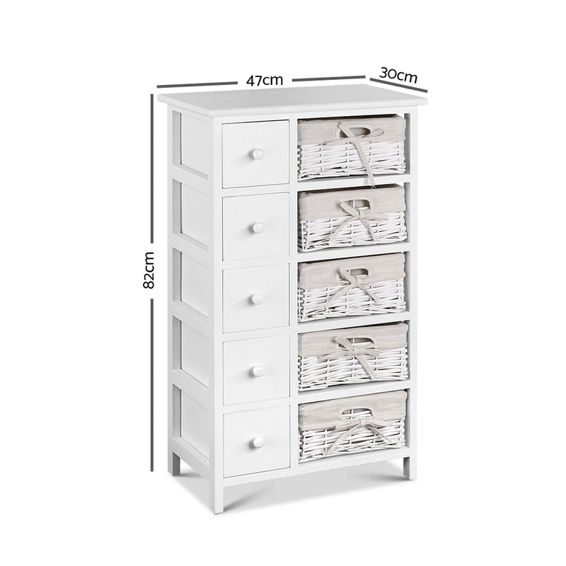 5 Basket Storage Drawers - White