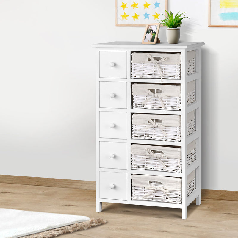 5 Basket Storage Drawers - White