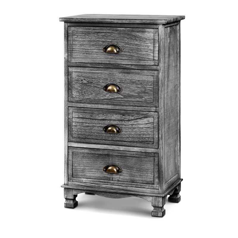 Bedside Tables Drawers Cabinet Vintage 4 Chest of Drawers Grey Nightstand