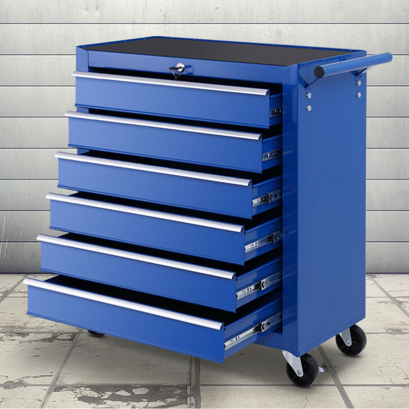 Giantz Tool Box Trolley Chest Cabinet 6 Drawers Cart Garage Toolbox Set Blue