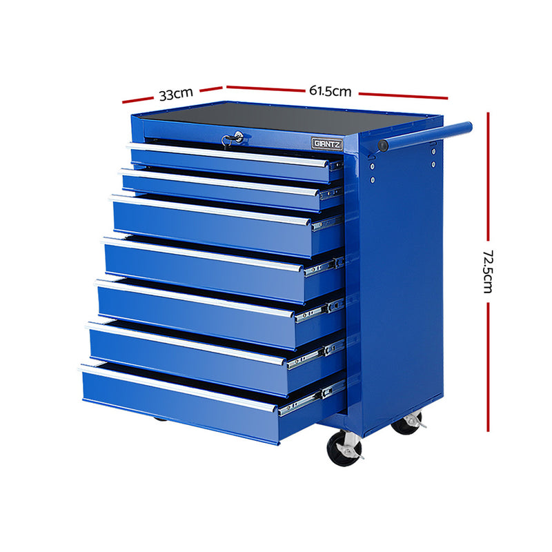 Giantz Tool Chest and Trolley Box Cabinet 7 Drawers Cart Garage Storage Blue