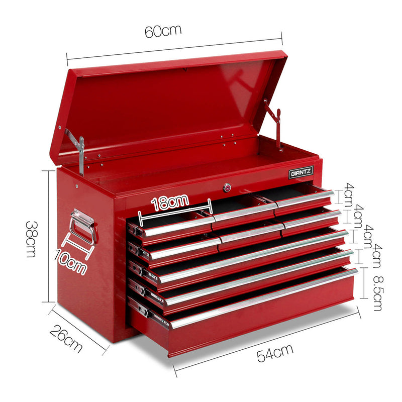 Giantz 9 Drawer Mechanic Tool Box Storage - Red