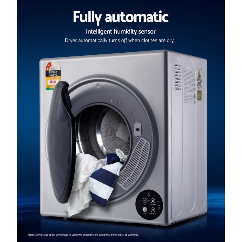 Devanti 6kg Tumble Dryer Vented Full Automatic Wall Mountable Silver