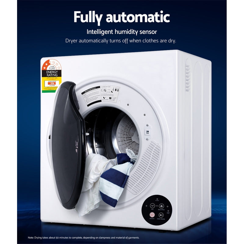 Devanti 6kg Tumble Dryer Vented Full Automatic Wall Mountable White