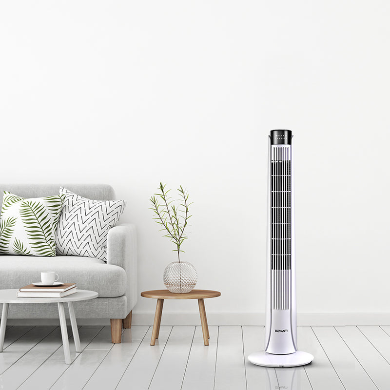 Devanti Portable Tower Fan - White