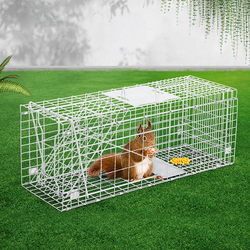 Humane Animal Trap Cage 66 x 23 x 25cm  - Silver