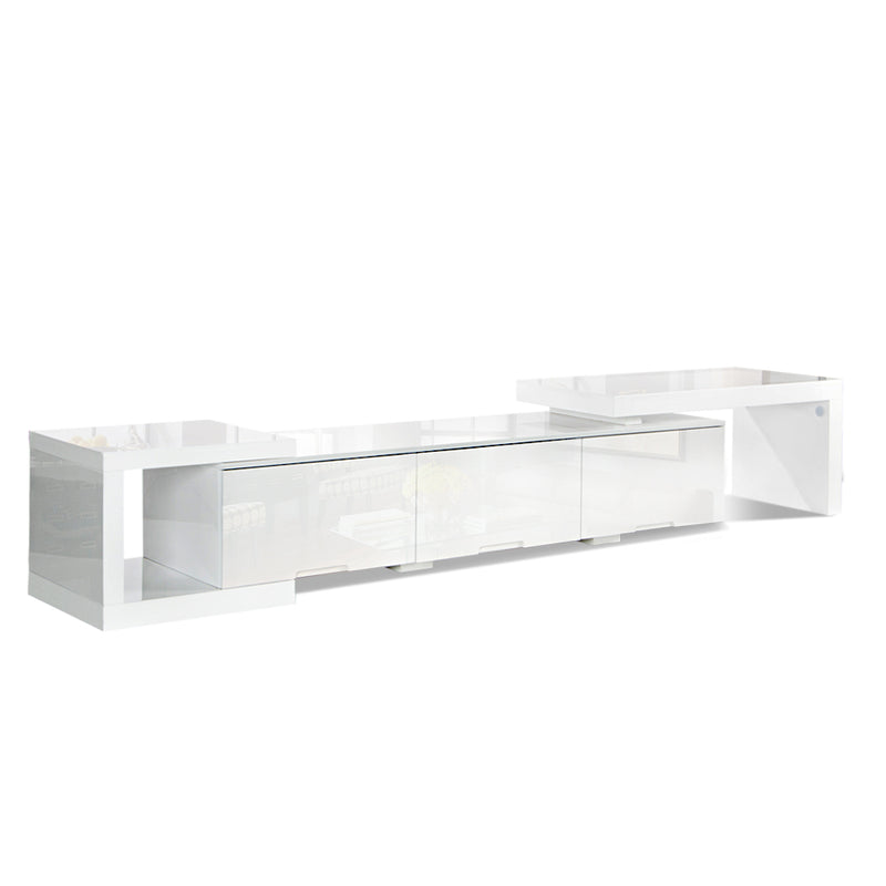 High Gloss Adjustable TV Stand Entertainment Unit - White