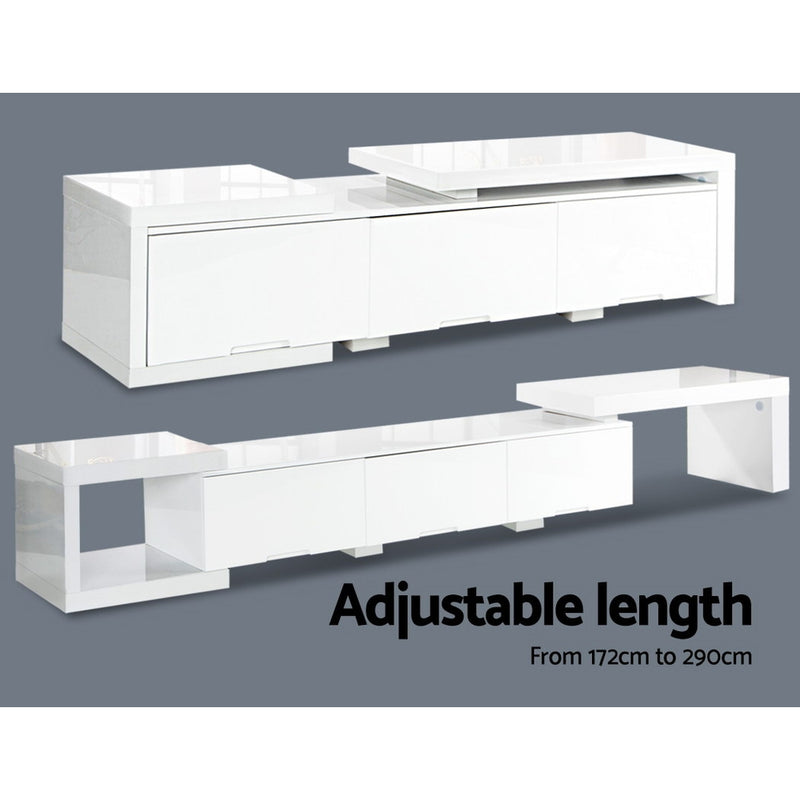 High Gloss Adjustable TV Stand Entertainment Unit - White