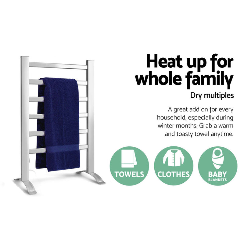 Electric Heated Towel Rail Rails Warmer Rack Aluminium Bar Bathroom