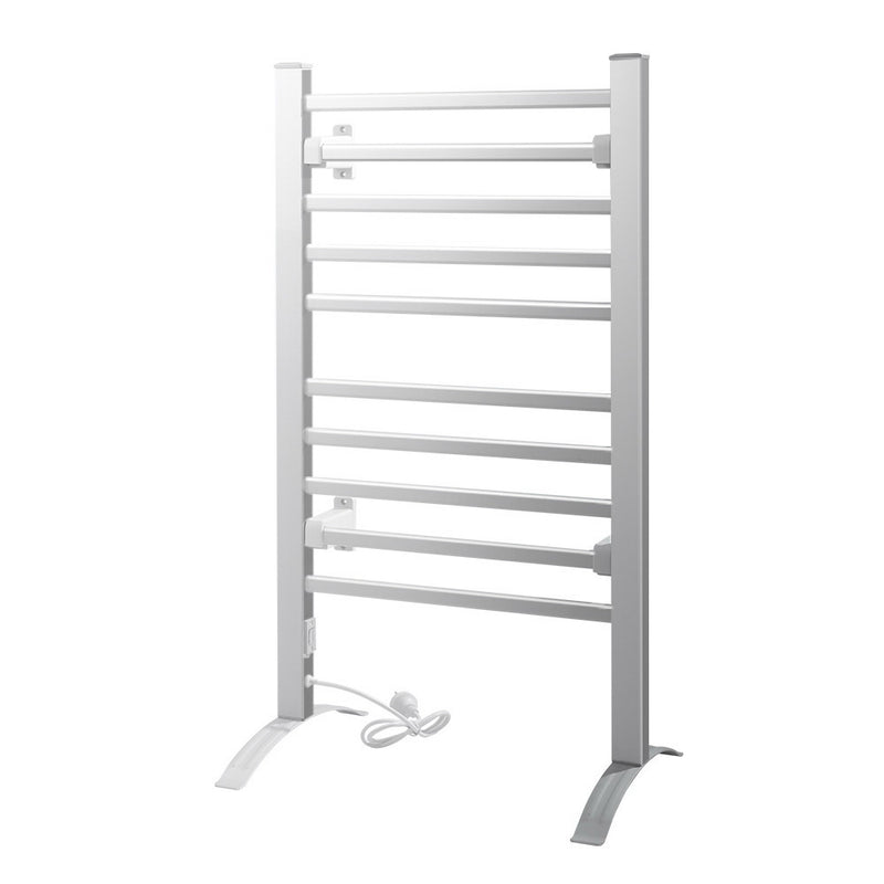 Heated Towel Rail Rack Bathroom Aluminum Electric Rails Warmer Clothes 10 Rungs