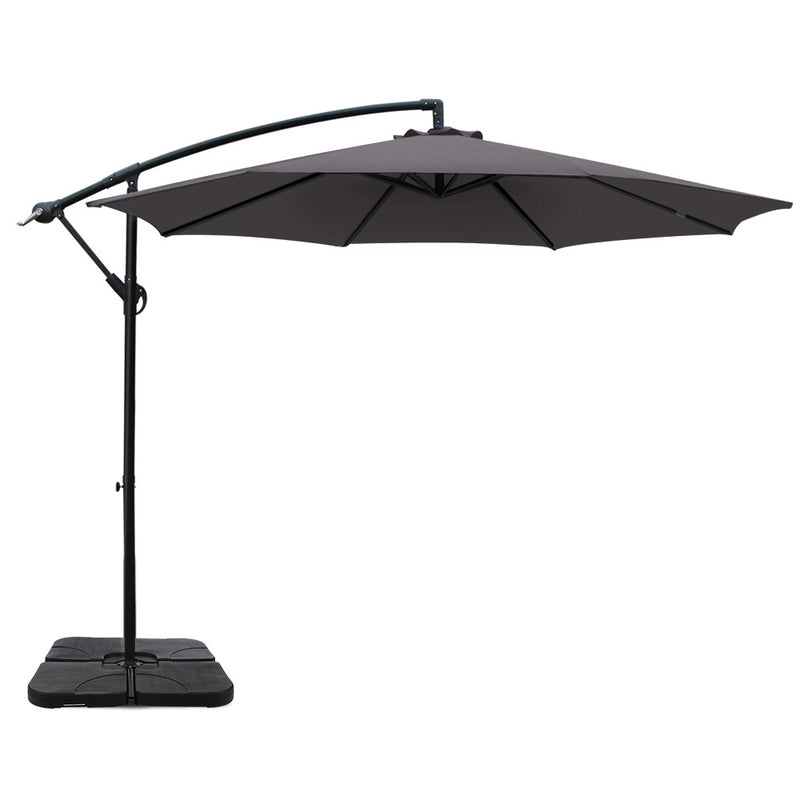 3M Umbrella with 50x50cm Base Outdoor Umbrellas Cantilever Sun Stand UV Garden Charcoal