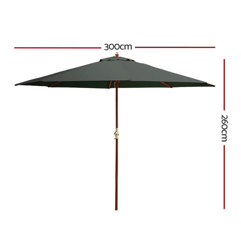 Umbrella Outdoor Pole Umbrellas Stand Sun Beach Garden Deck Charcoal 3M