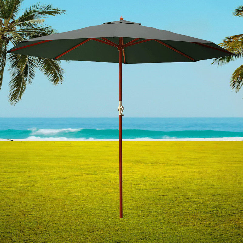 Umbrella Outdoor Pole Umbrellas Stand Sun Beach Garden Deck Charcoal 3M