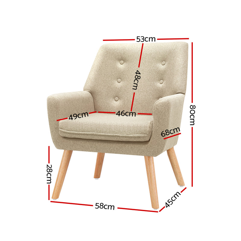 Fabric Dining Armchair - Beige