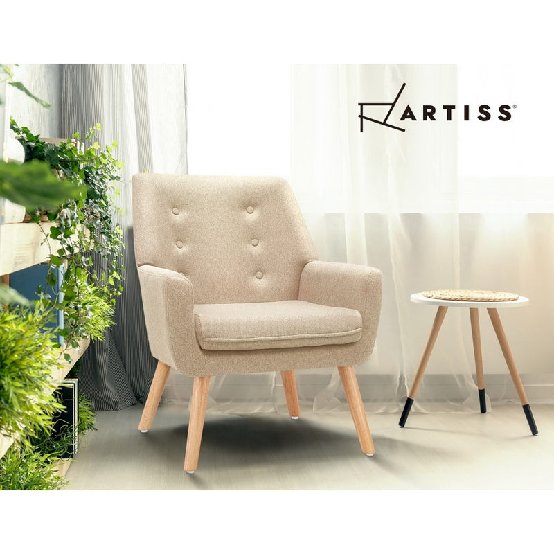 Fabric Dining Armchair - Beige