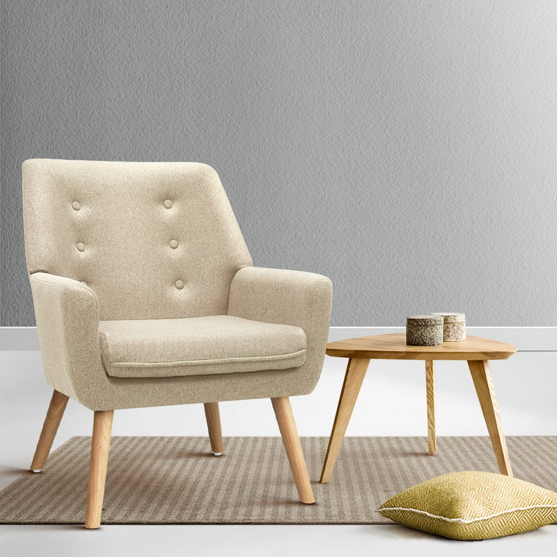 Fabric Dining Armchair - Beige