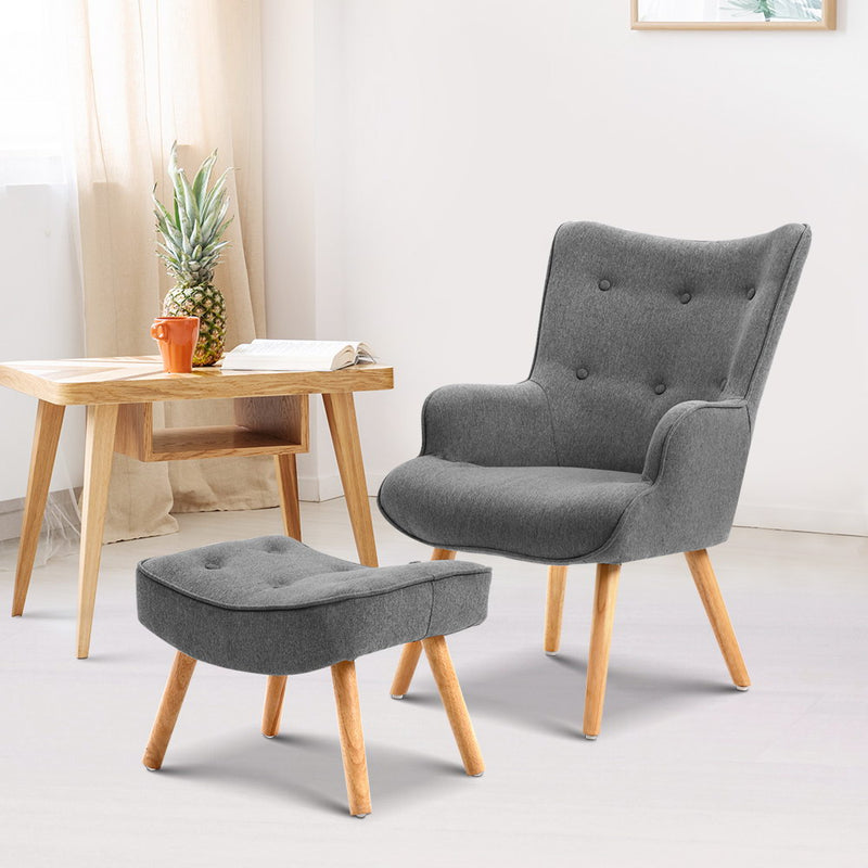 Armchair and Ottoman - Grey