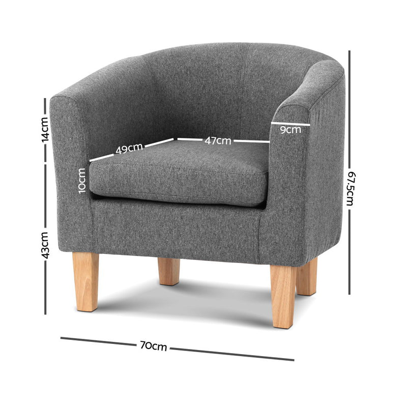 Abby Fabric Armchair - Grey