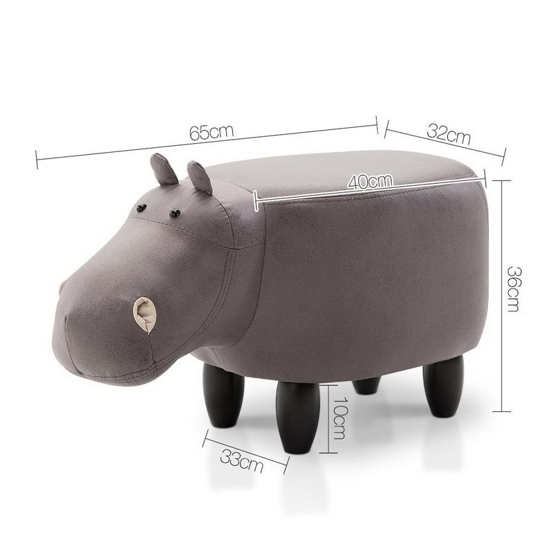 Keezi Kids Ottoman Foot Stool Toy Hippo Chair Pouffe Footstool Rest Fabric Seat