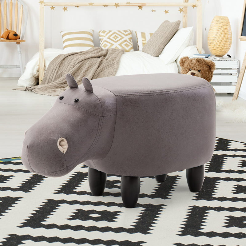 Keezi Kids Ottoman Foot Stool Toy Hippo Chair Pouffe Footstool Rest Fabric Seat