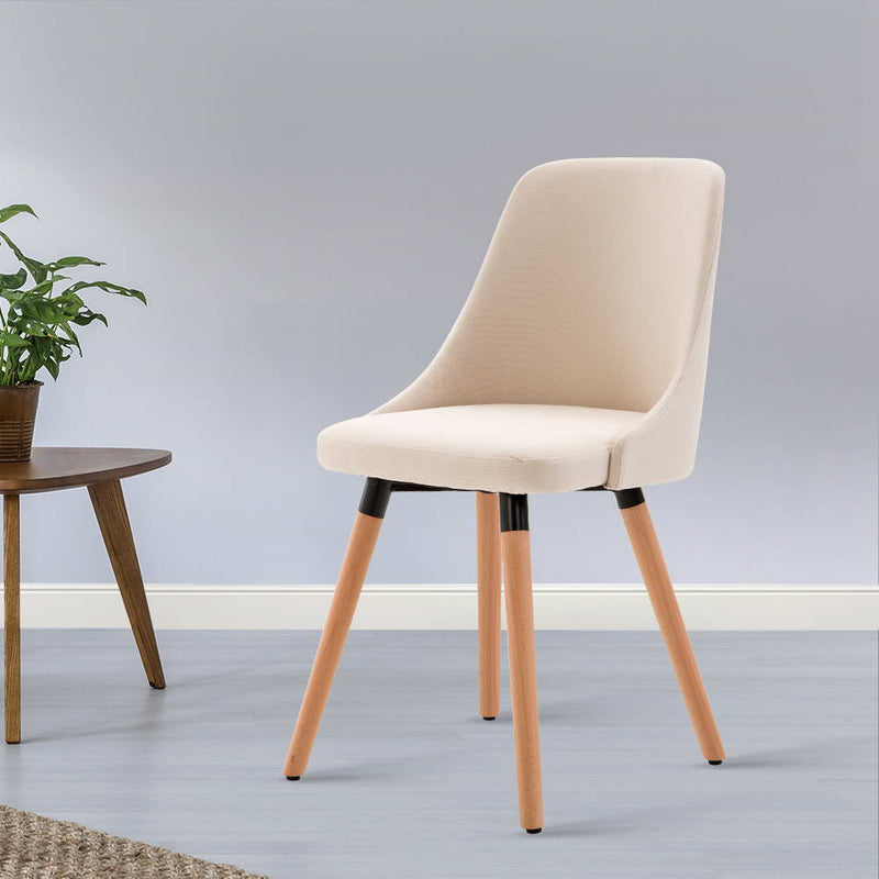 Set of 2 Fabric Dining Chair - Beige