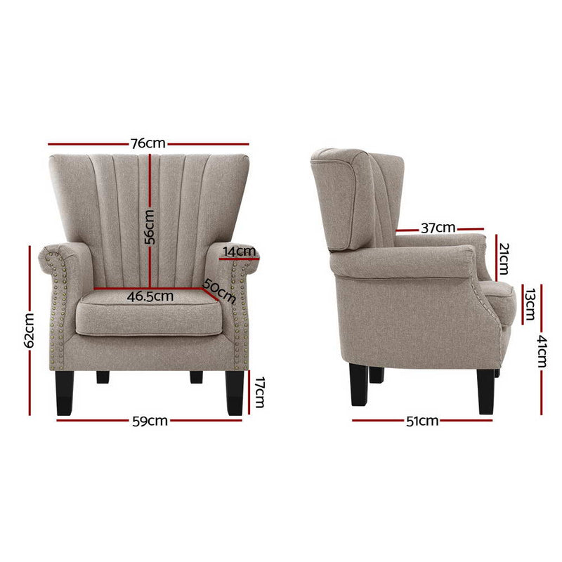 Armchair Lounge Chair Accent Chairs Armchairs Fabric Single Sofa Beige