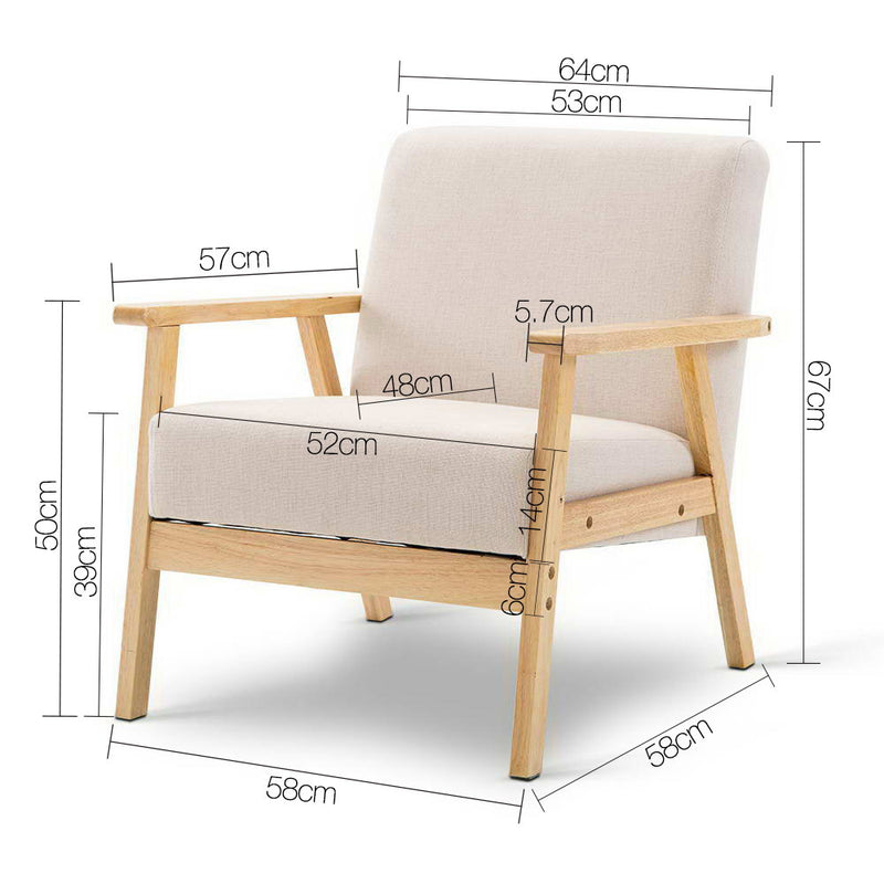 Fabric Dining Armchair - Beige