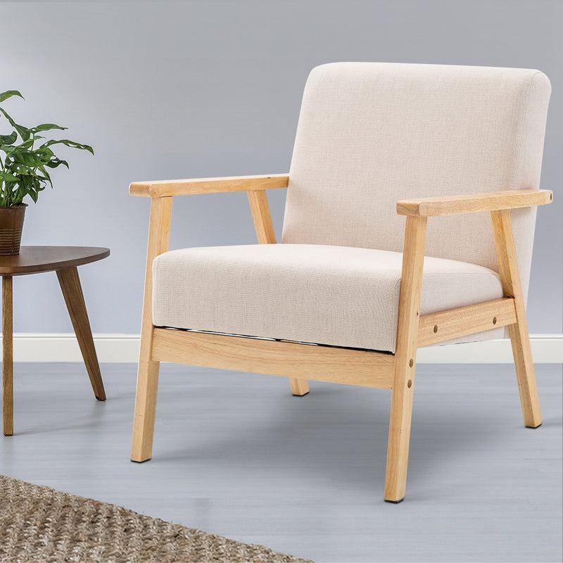 Fabric Dining Armchair - Beige