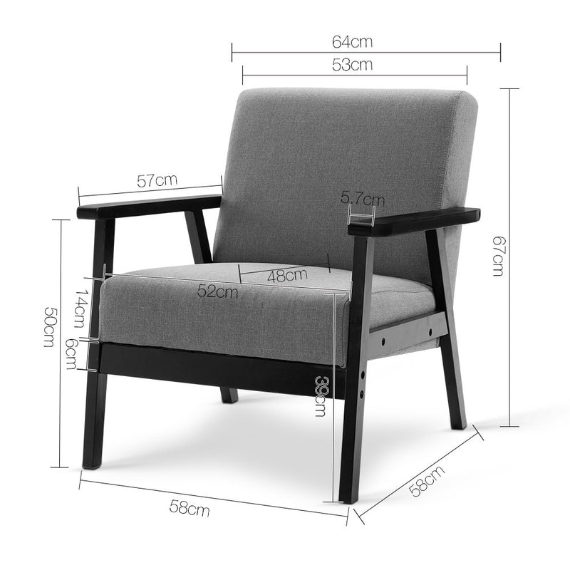 Fabric Dining Armchair - Black & Grey