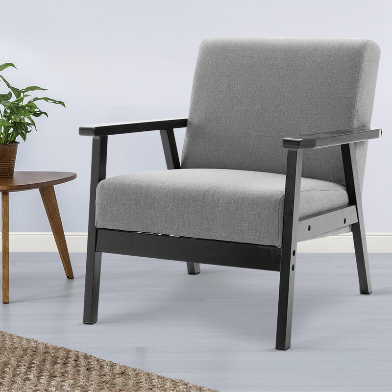 Fabric Dining Armchair - Black & Grey