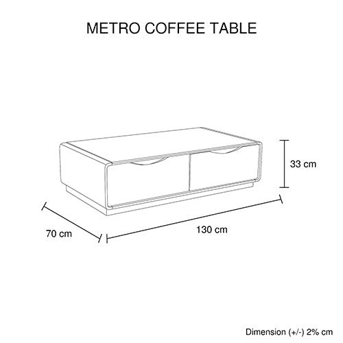 Metro Coffee Table Black Glass & White Painting