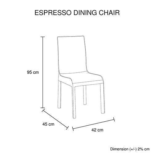 2X Espresso Dining Chair Black Colour