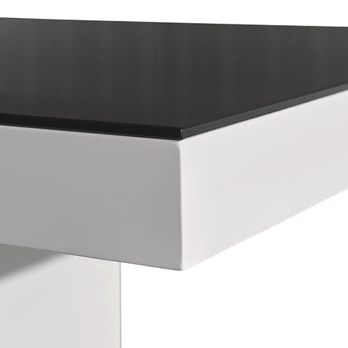 Espresso Dining Table Black Glass & White Painting