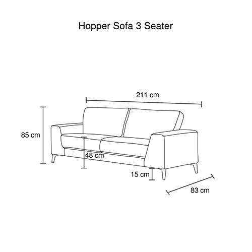 Hopper 3 Seater Fabric Sofa Light Grey Colour