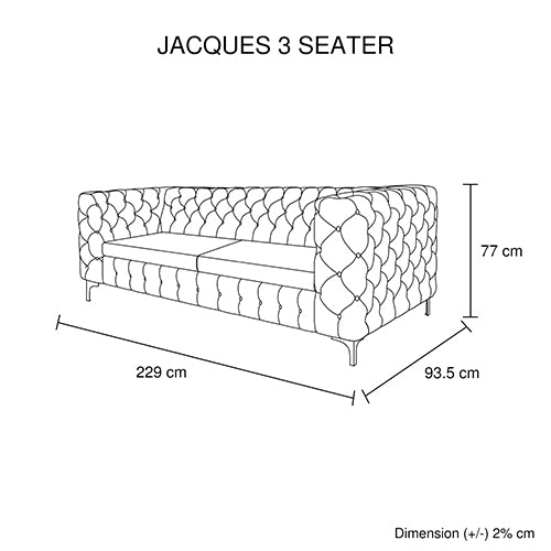 Jacques 3 Seater Black Colour