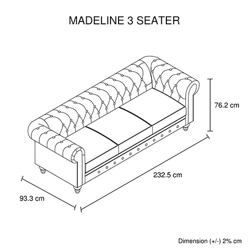 Madeline 3 Seater Brown