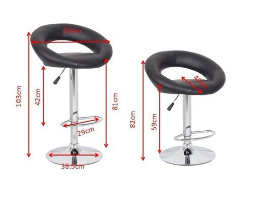 2x Black PU Leather Circular Kitchen Bar Stools