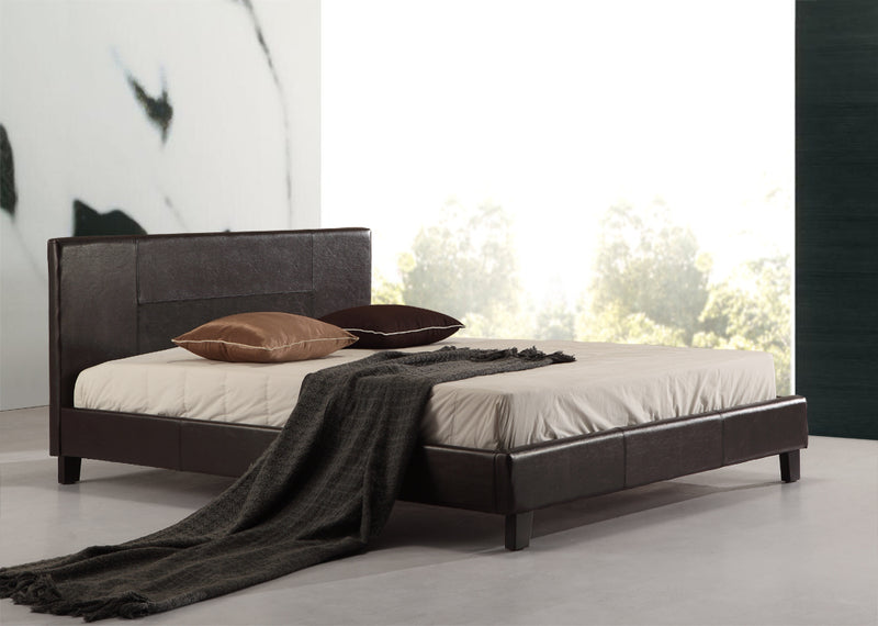 Double PU Leather Bed Frame Brown