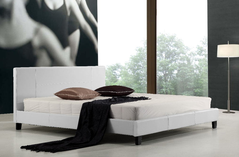 King PU Leather Bed Frame White