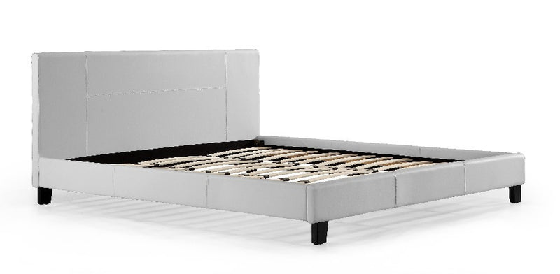 King PU Leather Bed Frame White