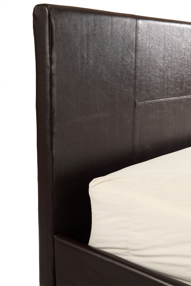 King PU Leather Bed Frame Brown