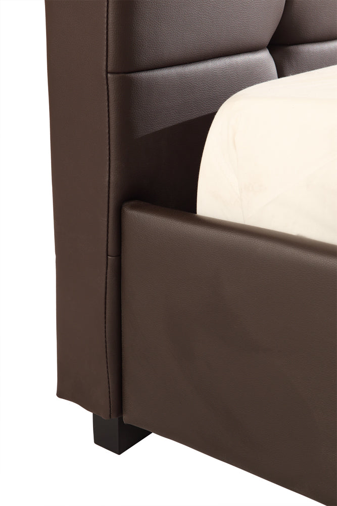 Double PU Leather Deluxe Bed Frame Brown